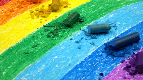 Rainbow colored crayons for drawing  Stock Footage 159673795