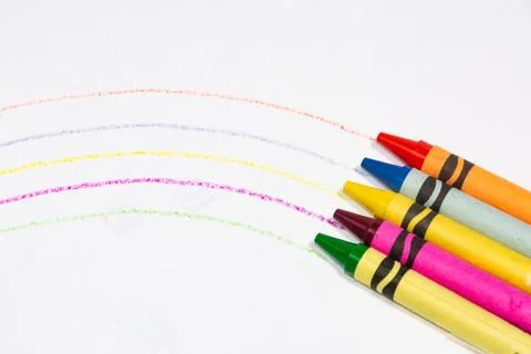 Rainbow colored with crayons Stock Photos