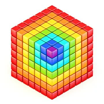 Rainbow colored cube 3D イラスト素材