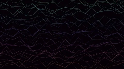 Rainbow Colored Digital Waveform Lines on Black Background Stock Footage 340341318