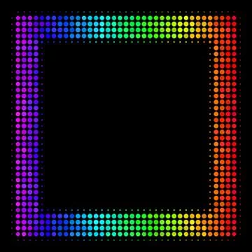 Rainbow Colored Dot Contour Square Icon Illustrazione stock