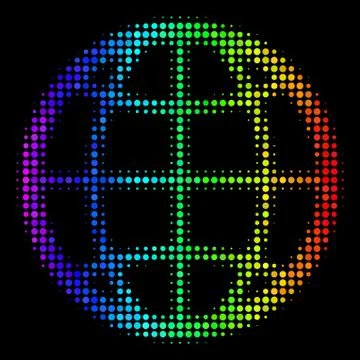 Rainbow Colored Dot Globe Icon Stock Illustration
