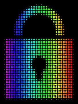 Rainbow Colored Dot Lock Icon Stock Illustration