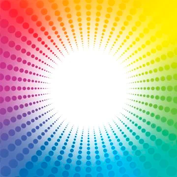 Rainbow Colored Dot Pattern Background White Center 스톡 일러스트