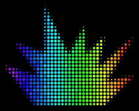 Rainbow Colored Dotted Boom Explosion Icon Stock Illustration