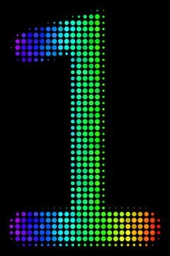 Rainbow Colored Dotted One Digit Icon 스톡 일러스트
