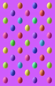 Rainbow Colored Easter Egg Pattern on Lavender Purple Background Stock Photos