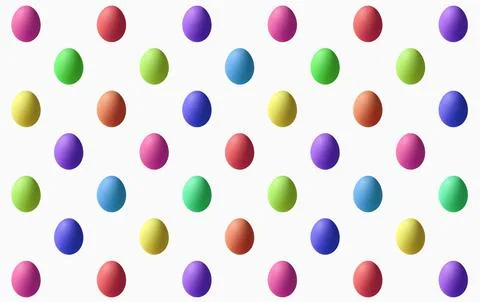 Rainbow Colored Easter Egg Pattern Isolated on White Background 스톡 사진