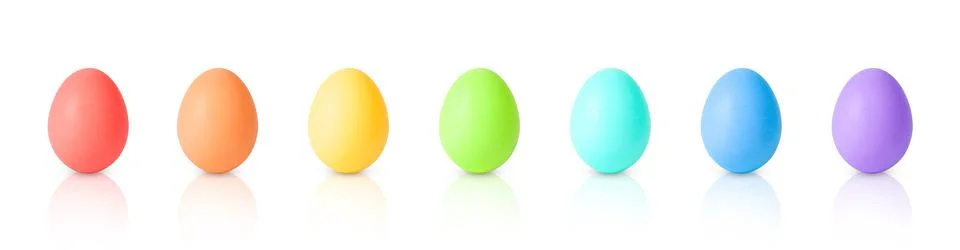 Rainbow colored easter eggs isolated on white background Stock Photos