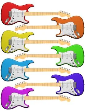 Rainbow colored electric guitars Stock Illustration