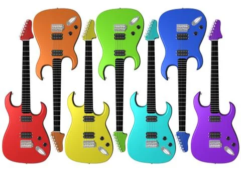 Rainbow colored electric guitars Stock Illustration