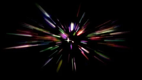 Rainbow Colored Explosion Sunbust on Black Abstract Background Stock Illustration