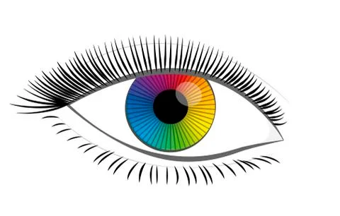 Rainbow Colored Female Eye Iris Stock Illustration