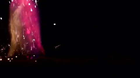 Rainbow colored fire on a dark background. Fire sparks animation, slow motion Stock Footage 150002250