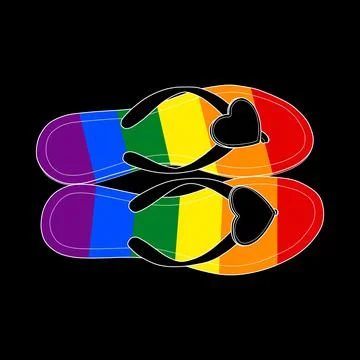 Rainbow colored flip flops. Stock Illustration