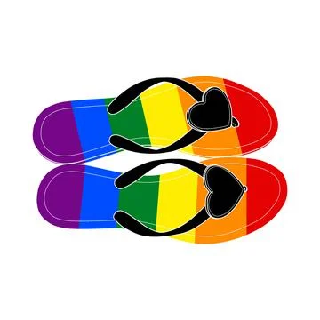 Rainbow colored flip flops.  Stock Illustration