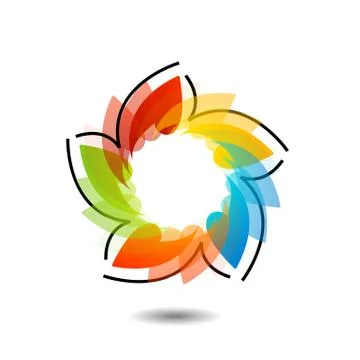 Rainbow colored floral design element or logo for web use Stock Illustration