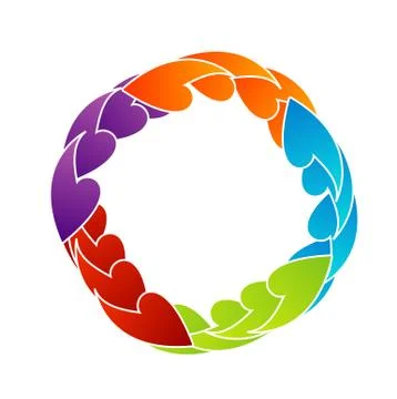 Rainbow colored floral design element or logo for web use Stock Illustration