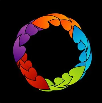 Rainbow colored floral design element or logo for web use Stock Illustration
