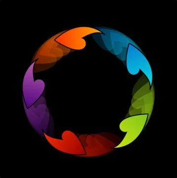 Rainbow colored floral design element or logo for web use Stock Illustration