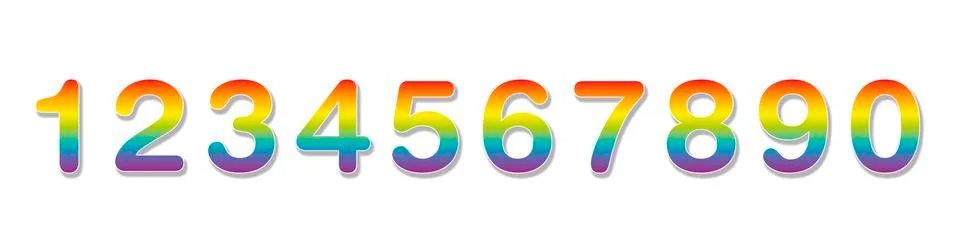 Rainbow Colored Gradient Numbers One Two Three Stock Illustration