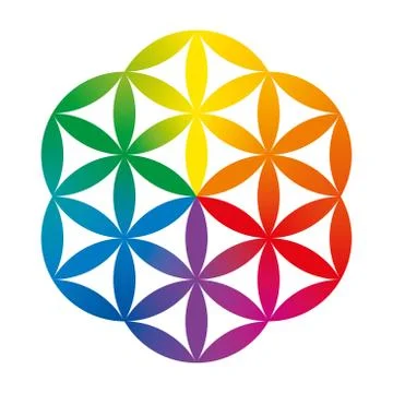 Rainbow colored half of a Flower of Life Stock Illustration