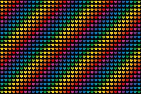 Rainbow colored hearts pattern endless tile Stock Illustration