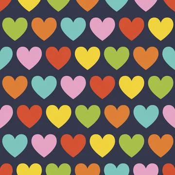Rainbow colored hearts, seamless vector pattern 스톡 일러스트