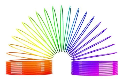 Rainbow colored helical spring toy. 3D rendering Stock Illustration