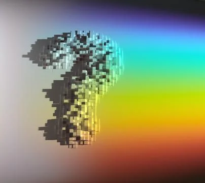Rainbow Colored Light Shining on Rising Question Blocks. Stock Illustration