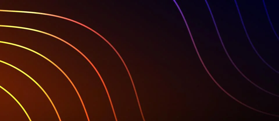 A rainbow of colored lines on a dark background Illustrazione stock