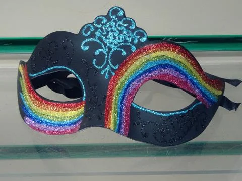 Rainbow Colored Masquerade Ball Face Mask Stock Photos