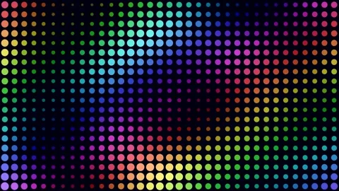 Rainbow Colored Neon Dots, Glowing Vibrant Pattern Animation Stock Footage 340364774
