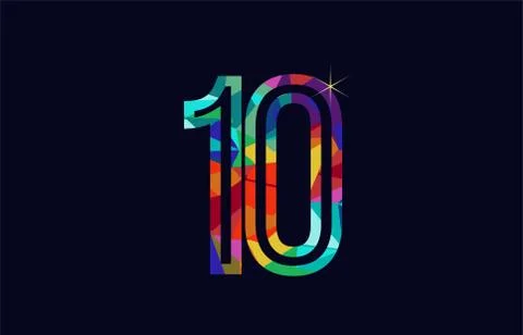 Rainbow colored number 10 logo company icon design Illustrazione stock