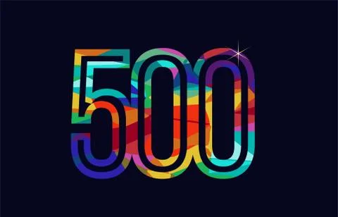 Rainbow colored number 500 logo company icon design Stock Illustration