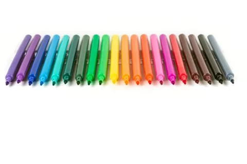 Rainbow colored pack of markers isolated on white background Stock Photos