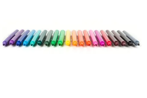 Rainbow colored pack of markers isolated on white background Foto stock