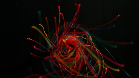 Rainbow of colored paint spiral in slow motion, on black ALPHA MATTE, 3 Stock Footage 64002288