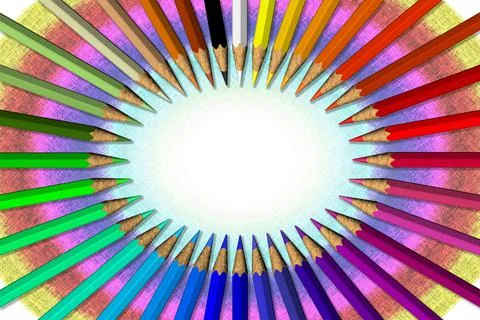 Rainbow colored pencils background. 3d illustration 스톡 일러스트