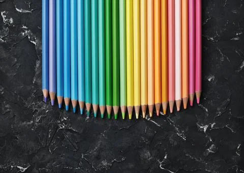 Rainbow colored pencils Foto stock