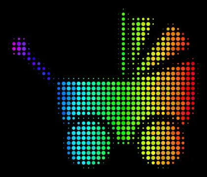 Rainbow Colored Pixel Baby Carriage Icon Stock Illustration