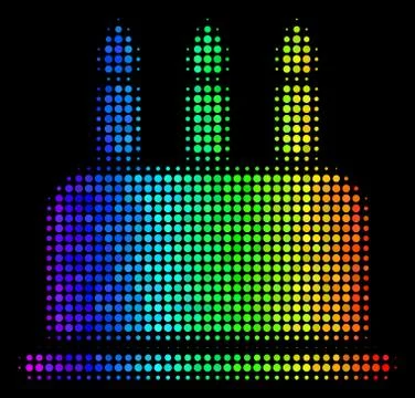 Rainbow Colored Pixel Birthday Cake Icon Stock Illustration