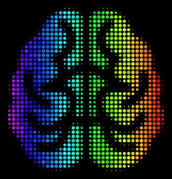 Rainbow Colored Pixel Brain Icon Stock Illustration