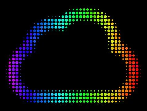 Rainbow Colored Pixel Cloud Icon イラスト素材