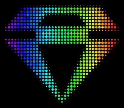 Rainbow Colored Pixel Diamond Icon 스톡 일러스트