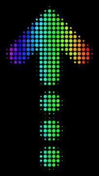 Rainbow Colored Pixel Dotted Arrow Icon Stock Illustration