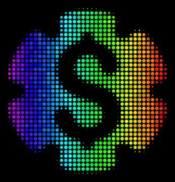 Rainbow Colored Pixel Financial Settings Gear Icon Stock Illustration