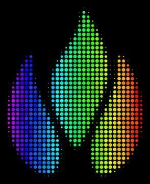 Rainbow Colored Pixel Fire Icon イラスト素材