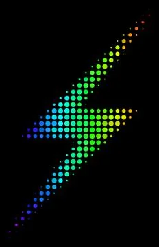 Rainbow Colored Pixel Lightning Icon Illustrazione stock