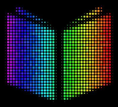 Rainbow Colored Pixel Open Book Icon Stock Illustration